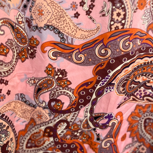 Cocoon by Randi Kristoffersen Pink Purple Paisley Pure Silk Caftan Robe - Picture 9 of 14